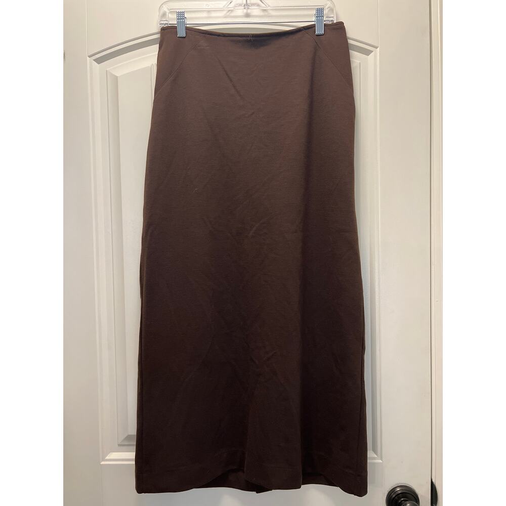 NWT First Issue Women’s Pattern Mix Knit Pull On Dress Maxi Skirt Size M Brown